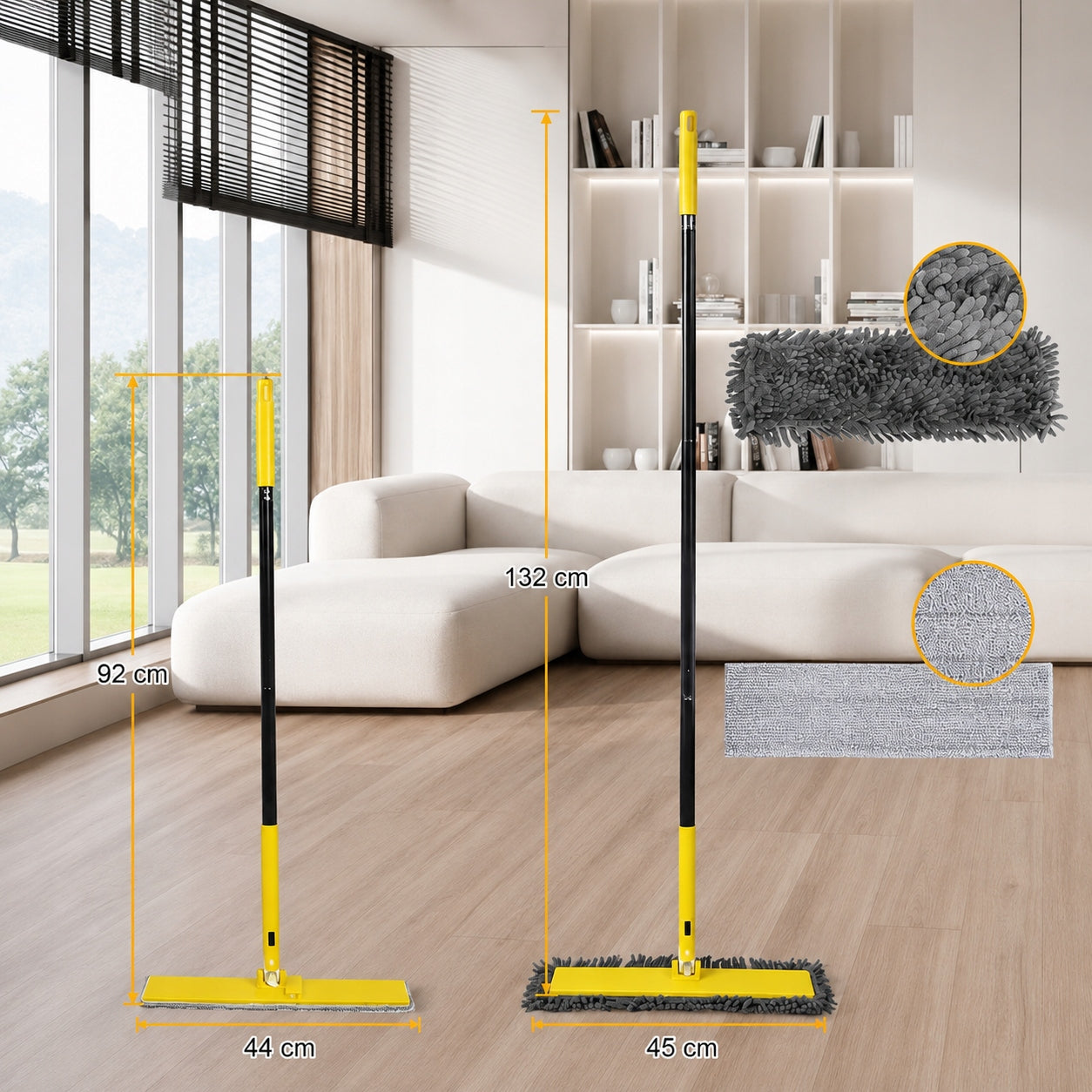 NEWE 2in1 Wet and Dry Flat Mop 4 Rotary Overlays for Home Garden Packaging status original