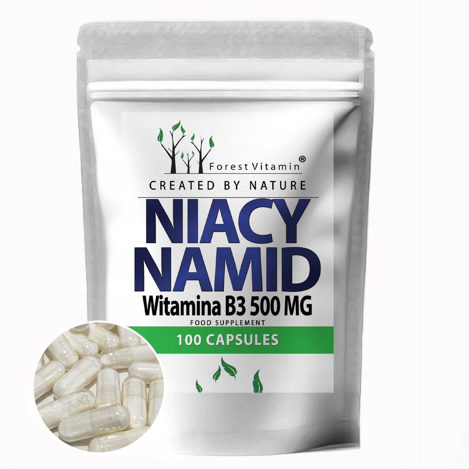 NIACINAMIDE 500 MG VITAMIN B3 – 100 CAPSULES – HIGH DOSE! WITHOUT ADDITIVES