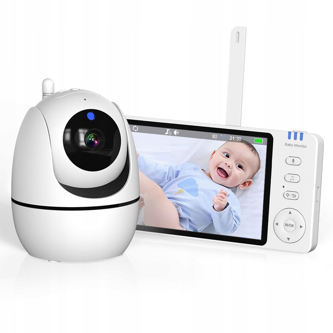 NIANIA ELEKTRONICZNA Z KAMERĄ OBROTOWA BABY MONITOR WYŚWIETLACZ LCD 5" HD