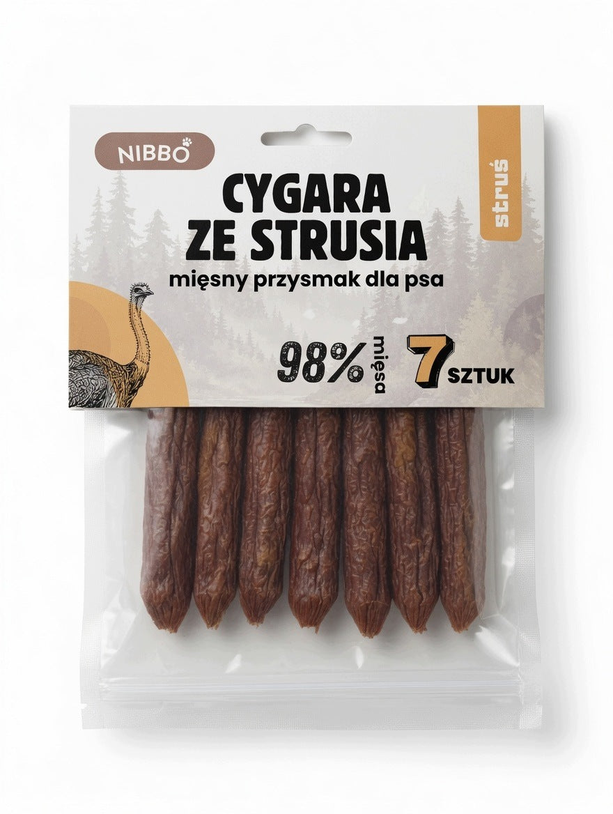 NIBBO - Cigars with Ostrich 98% MEAT 7 pcs. - NATURAL TREAT FOR