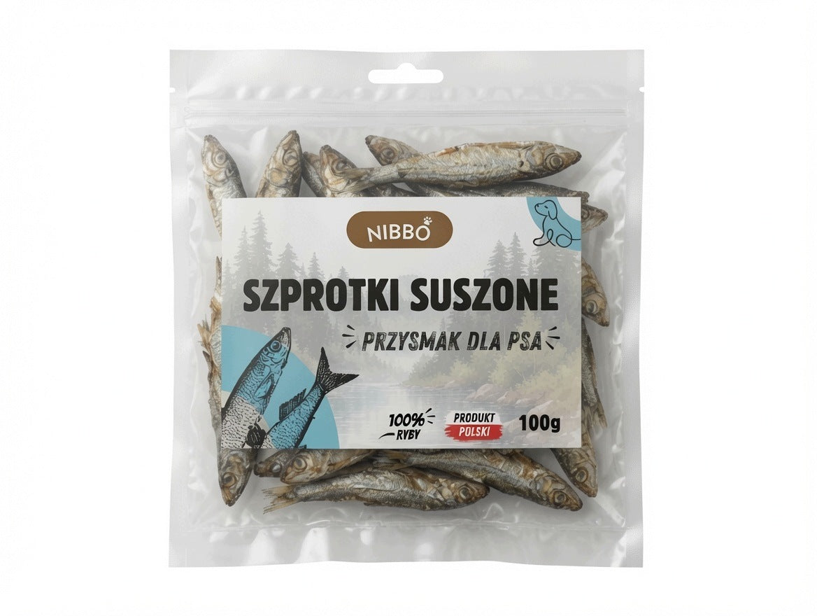 NIBBO - Dried Sprats 100g Premium 100% FISH NATURAL DOG TREAT
