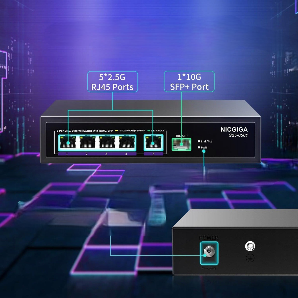 NICGIGA 2,5 G 5-Port Ethernet Switch with 10G R1127 Send Link Packaging status original
