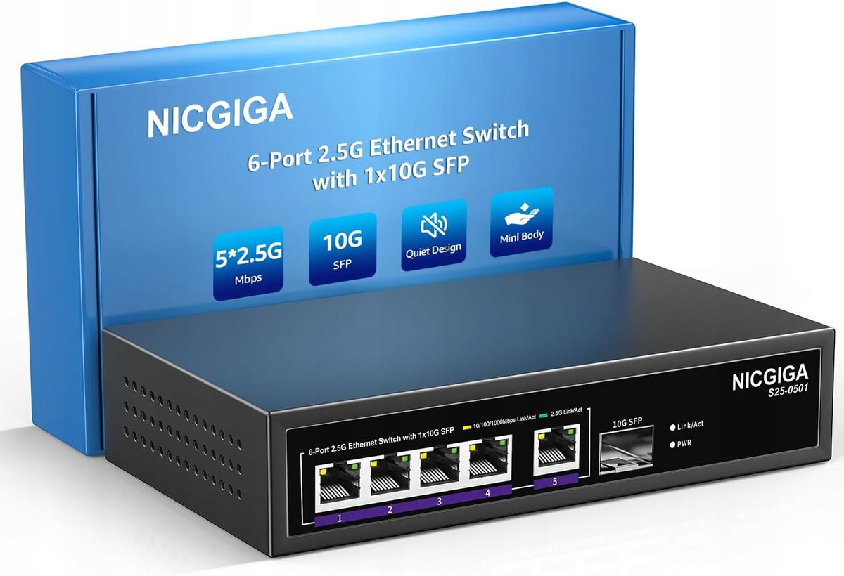 NICGIGA 2,5 G 5-Port Ethernet Switch with 10G R1127 Send Link
