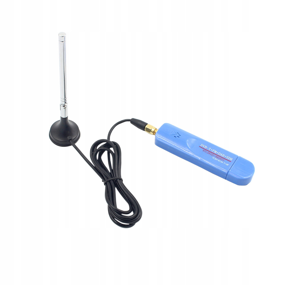 NIEBIESKI TUNER RTL-USB Z ANTENĄ I OCHRONĄ ESD, NISKOSZUMOWY