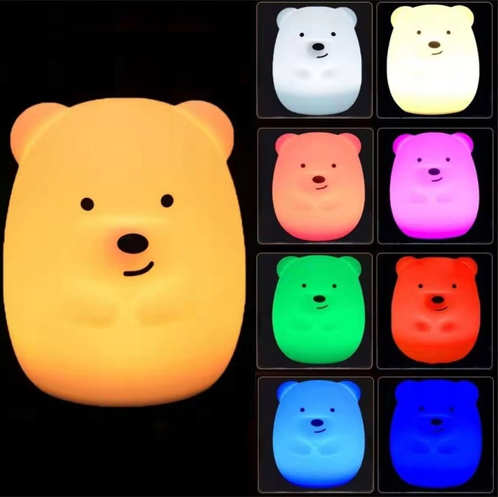 NIGHT LIGHT FOR CHILDREN BEAR LED SILICONE REMOTE CONTROL PORTABLE 9 COLORS Brand no brand