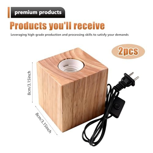 NIGHT LIGHT WOODEN E27 MINIMALIST CUBE FOR BEDROOM 2 PIECES Manufacturer code SWC5908151660737