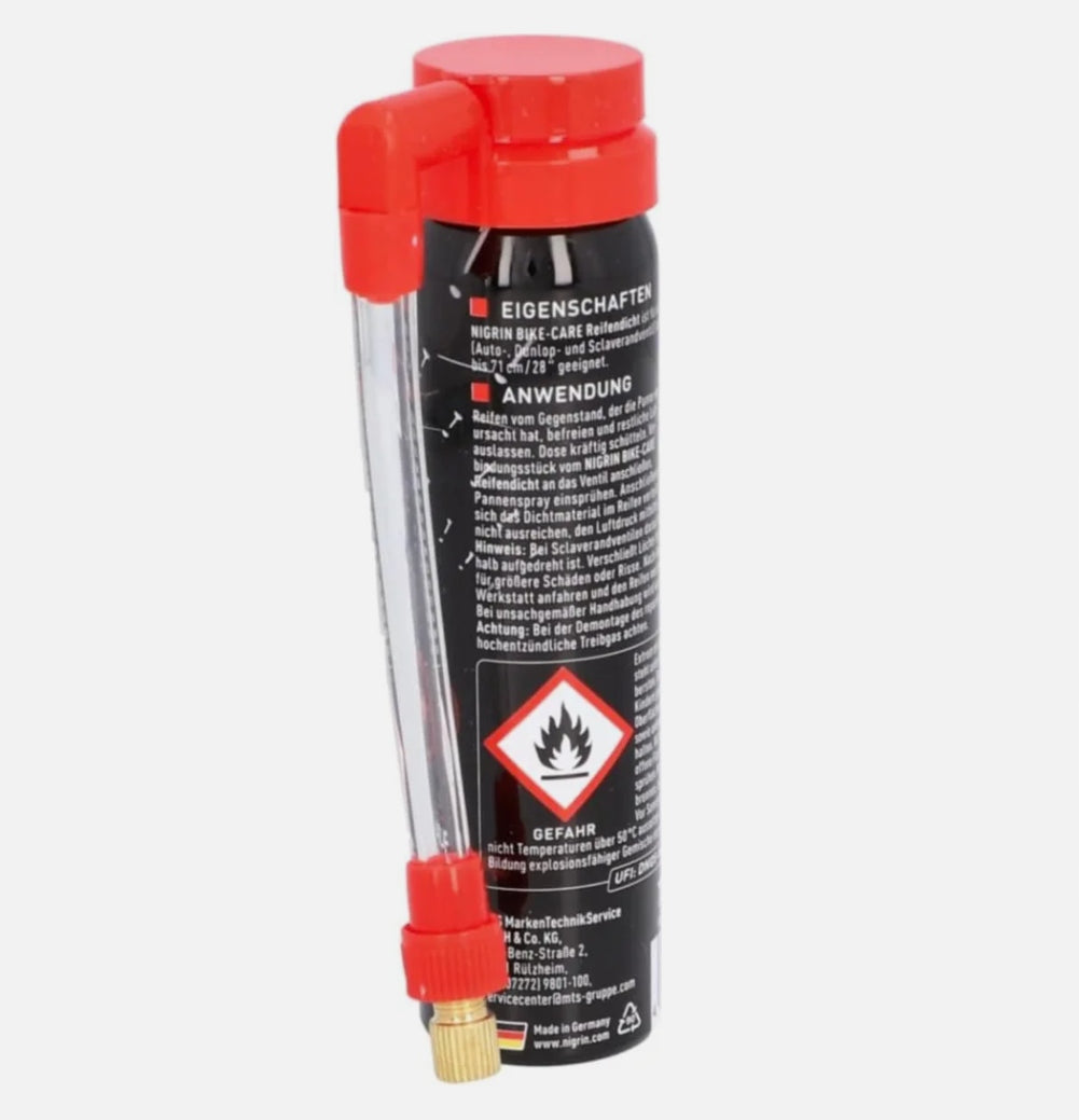 NIGRIN GERMAN Bicycle Tube Tire Sealant 75ml Repair Spray Packaging capacity 75 ml