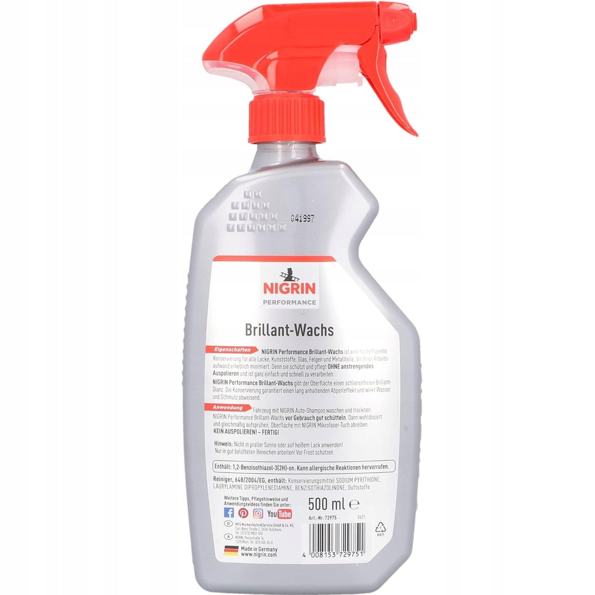 NIGRIN QUICK DETAILER Universal Liquid Car Wax 500 ml Packaging status original