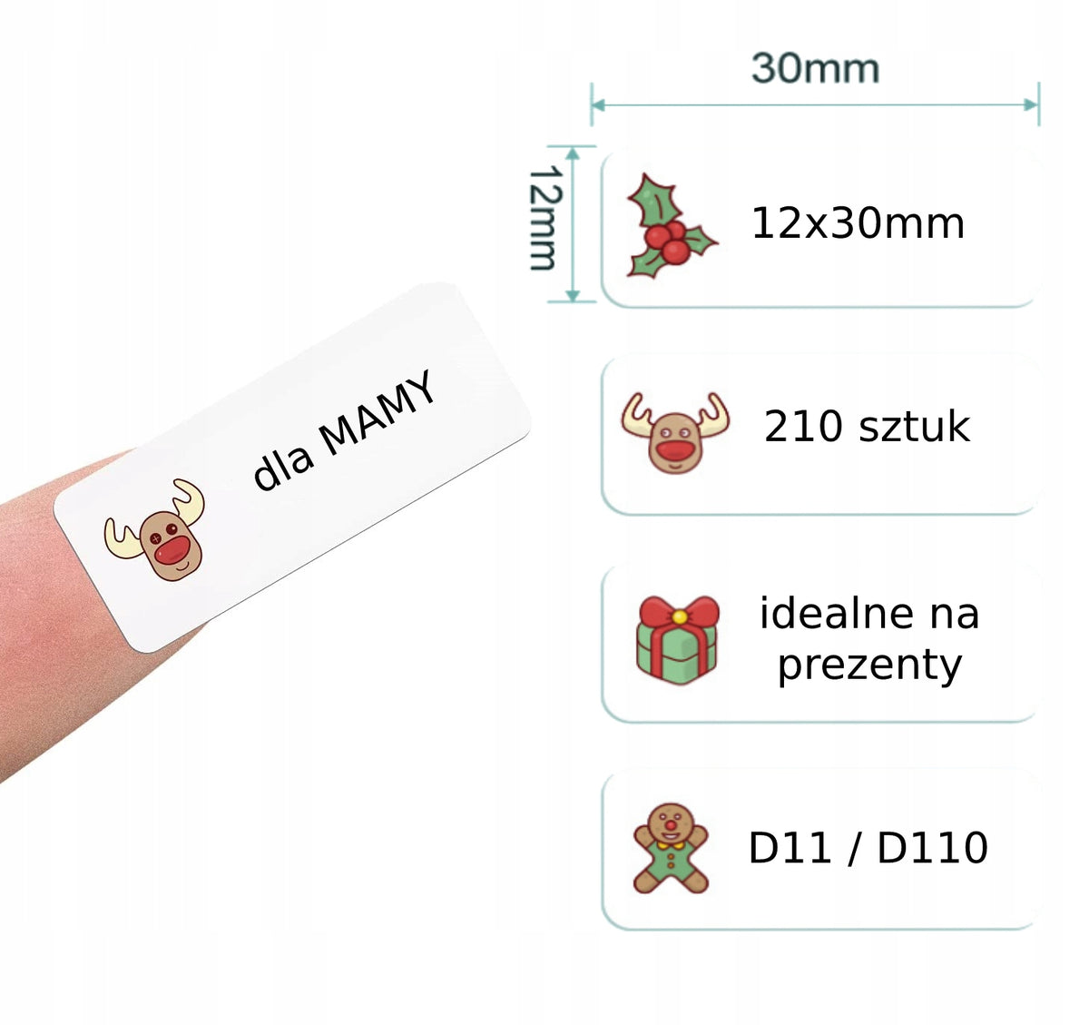 NIIMBOT Labels Stickers 12*30mm 210pcs Christmas GIFTS