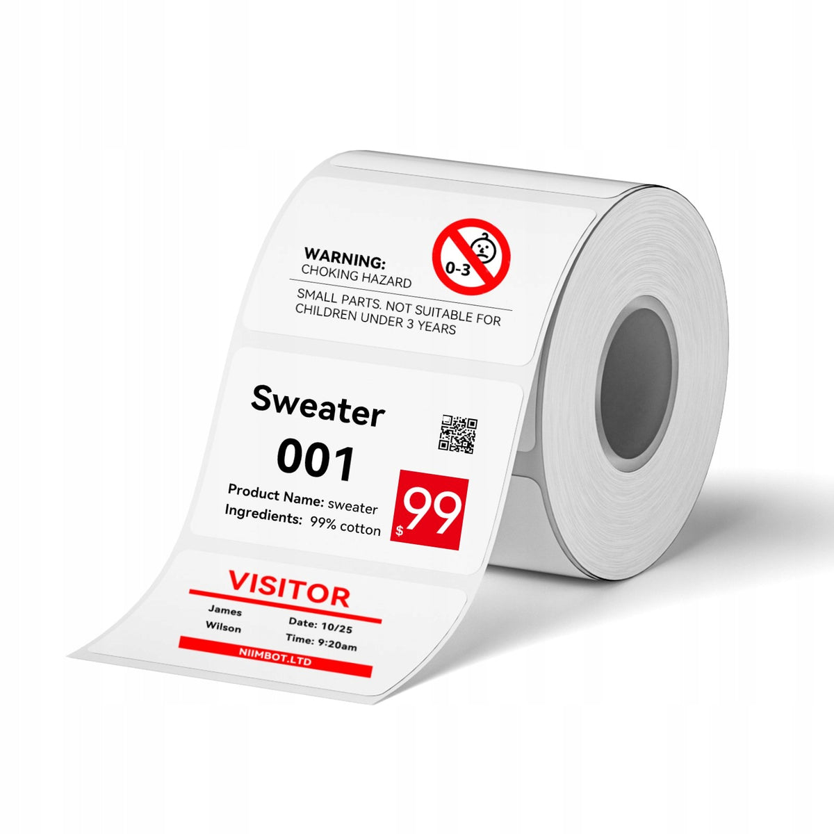 NIIMBOT Labels Stickers 50x30mm 230pcs WHITE PRINT 2 COLORS for B21Pro