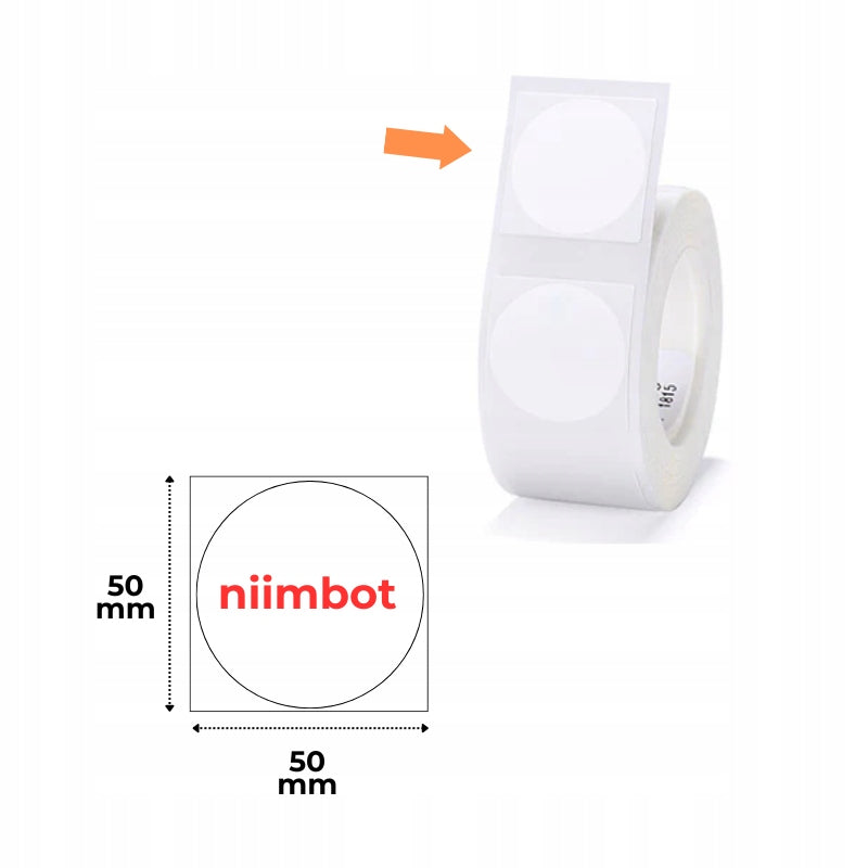 NIIMBOT Labels Stickers Round White Red Print 50x50 mm B1, B21