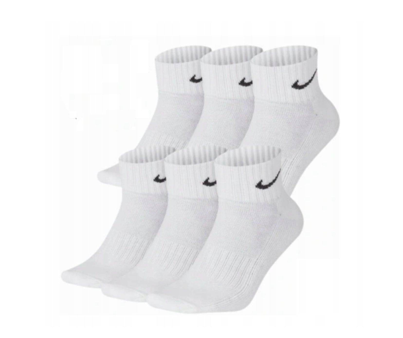 NIKE EVER DAY UNISEX SOCKS SIZE 42-46 WHITE SEMI-HIGH 6 PAIRS