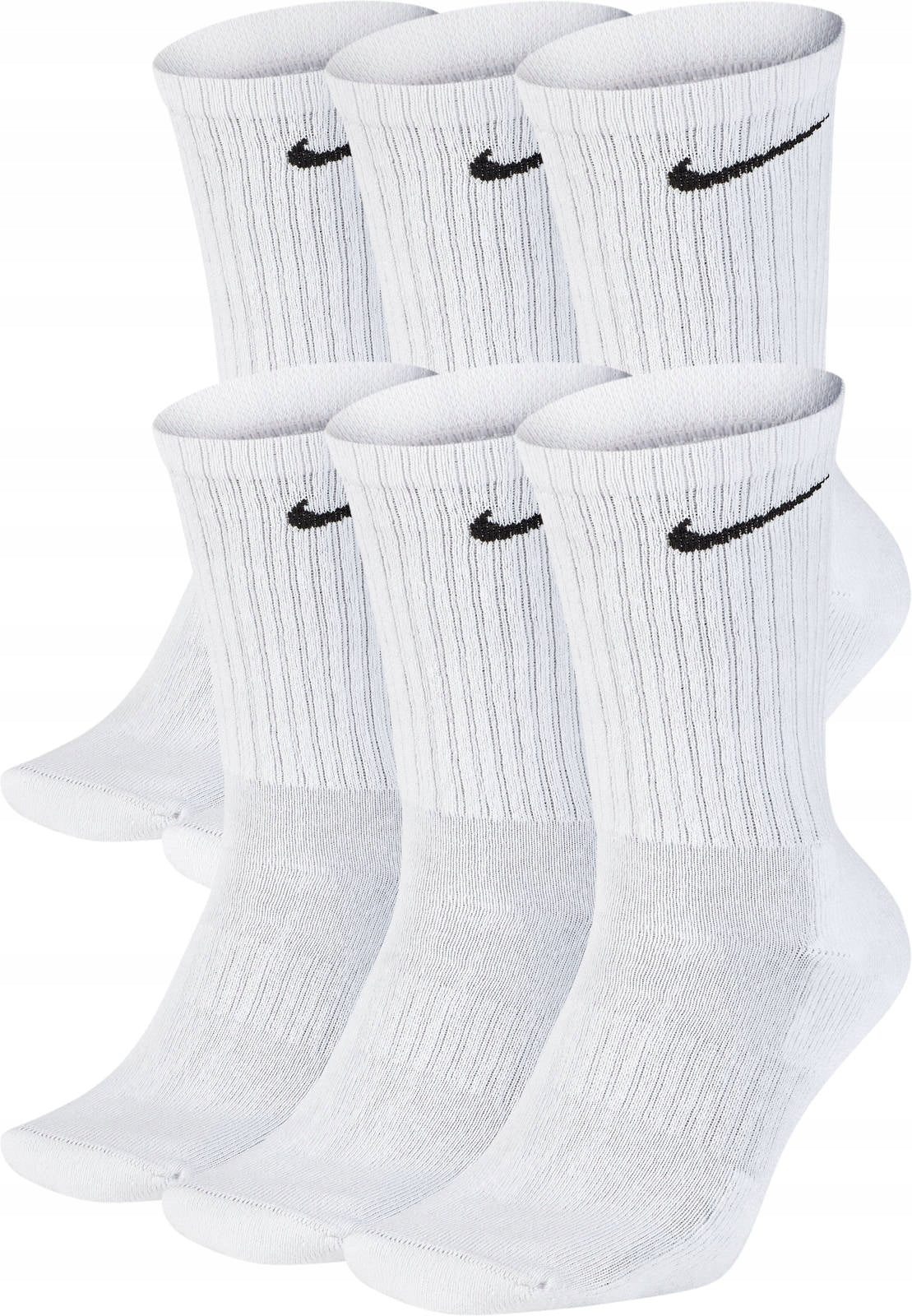 NIKE Socks EVER DAY UNISEX SIZE 38-42 WHITE OVER ANKLE 6 PAIRS