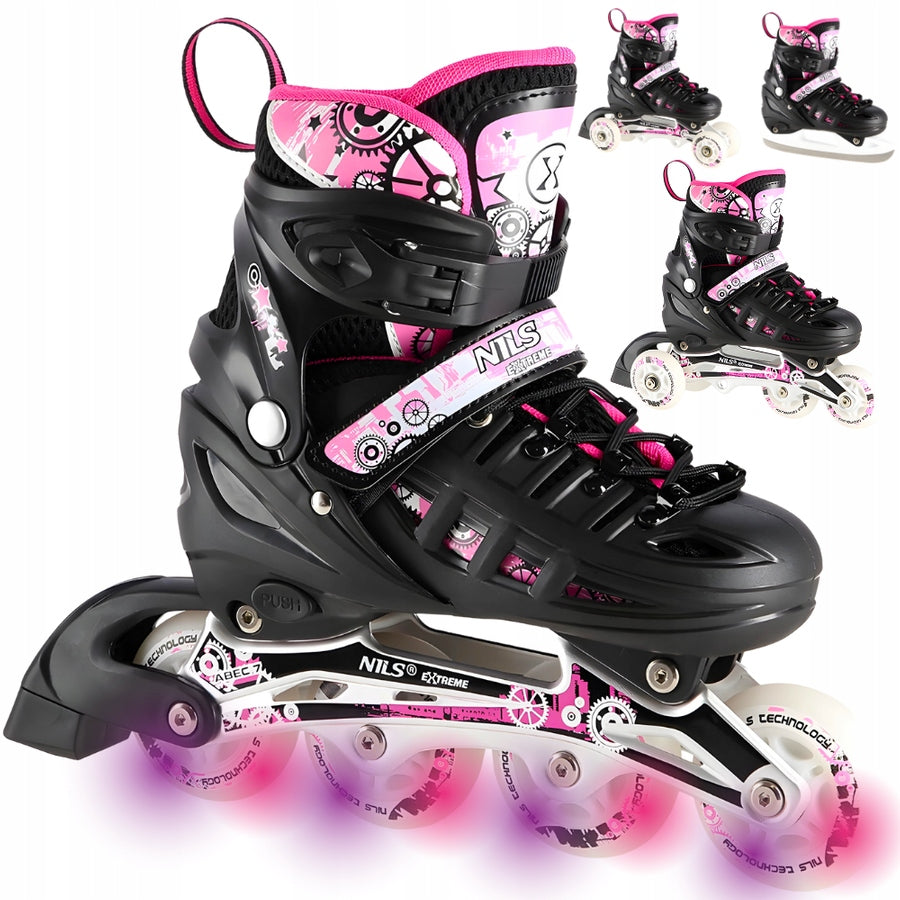 Schlittschuhe/ Rollschuhe 4in1 Nils Extreme Pink, M, 35-38 