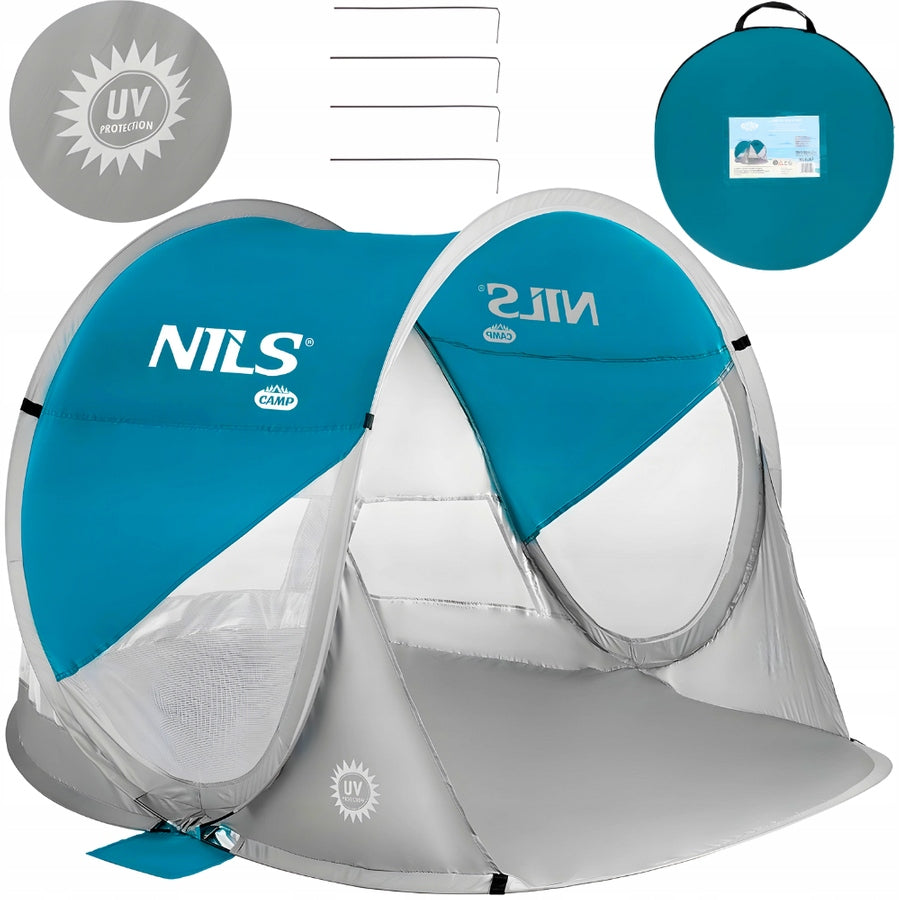 NILS Beach Tent Self Deploying Waterproof UV Filter In Cover Color gray