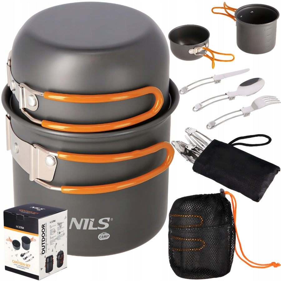 NILS Camping Dishes Pot Dinner Container + Cutlery Color multicolor