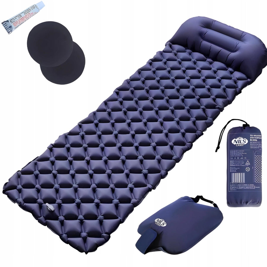 NILS Camping Hiking Mat Pumped Tent Mattress + Cover Color gray