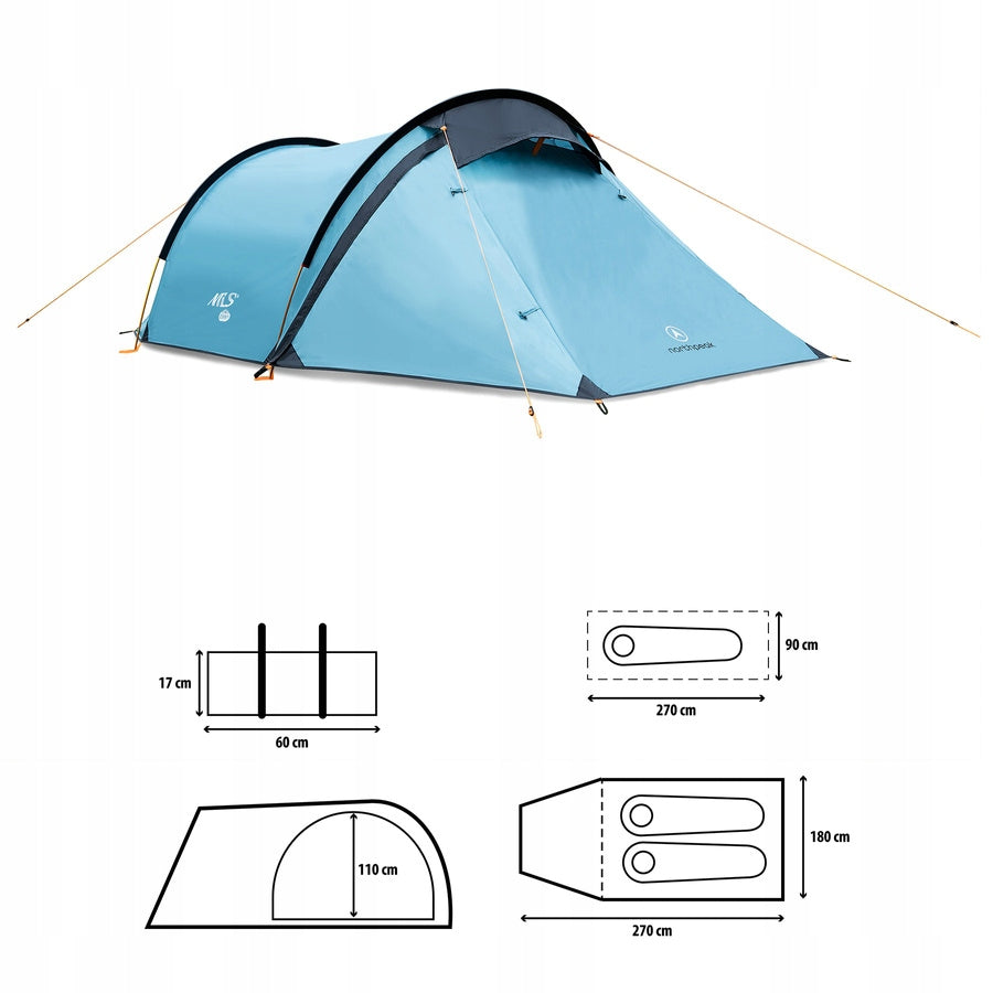 NILS Camping Hiking Tent 2 Person Waterproof + Cover Brand Nils Camp