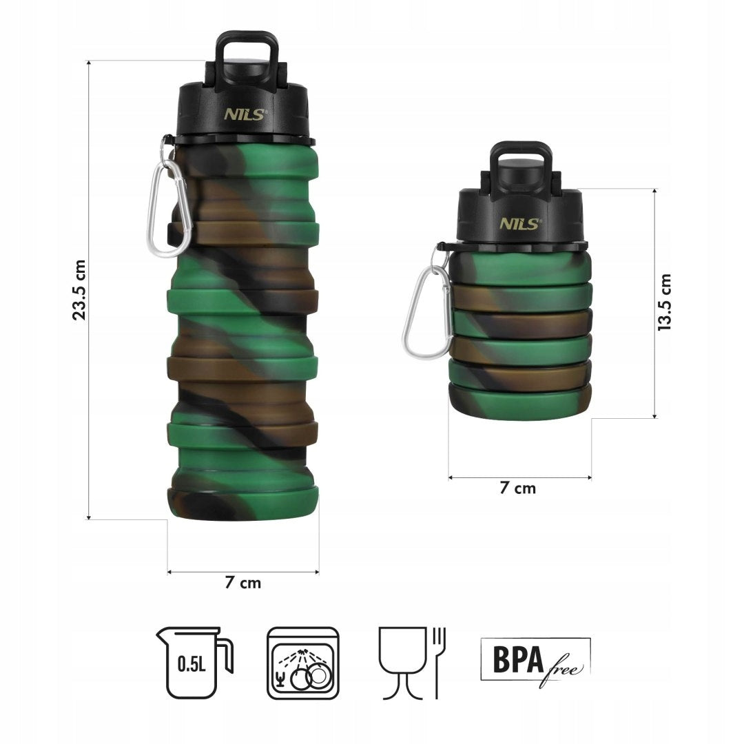 NILS NC4106 SILICONE WATER BOTTLE FOLDABLE 500 ML GREEN Brand Nils