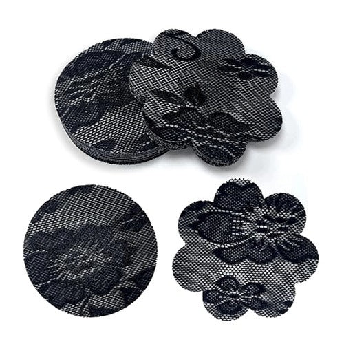 NIPPLE STICKERS SELF ADHESIVE BLACK LACE 10 PAIRS FOR WOMEN FOR HOME