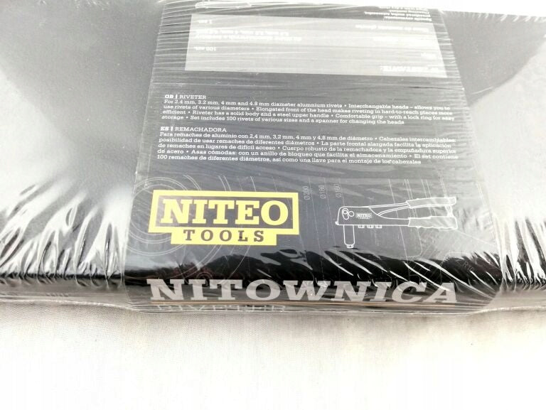 NITEO TOOLS Hand Riveter set + 100 rivets, replaceable tips Brand Niteo Tools