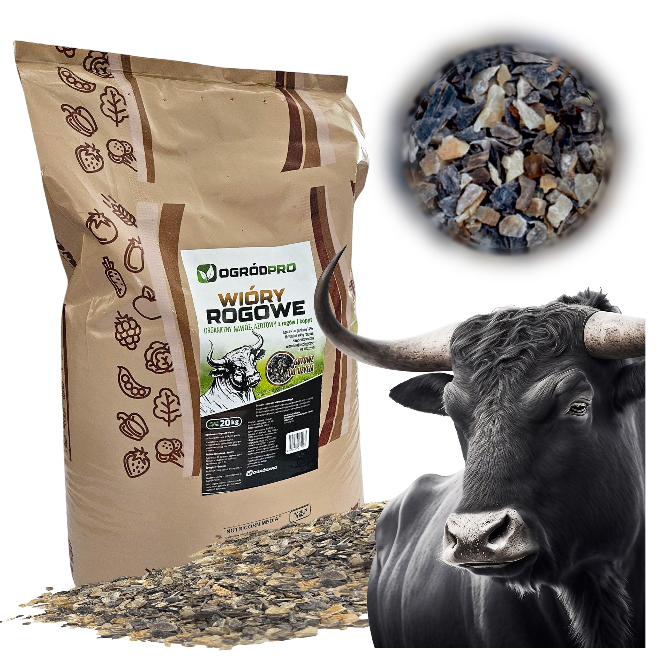 NITROGEN FERTILIZER ORGANIC HORN SHAVINGS WITH HOOVES NATURAL NITROGEN 20 KG