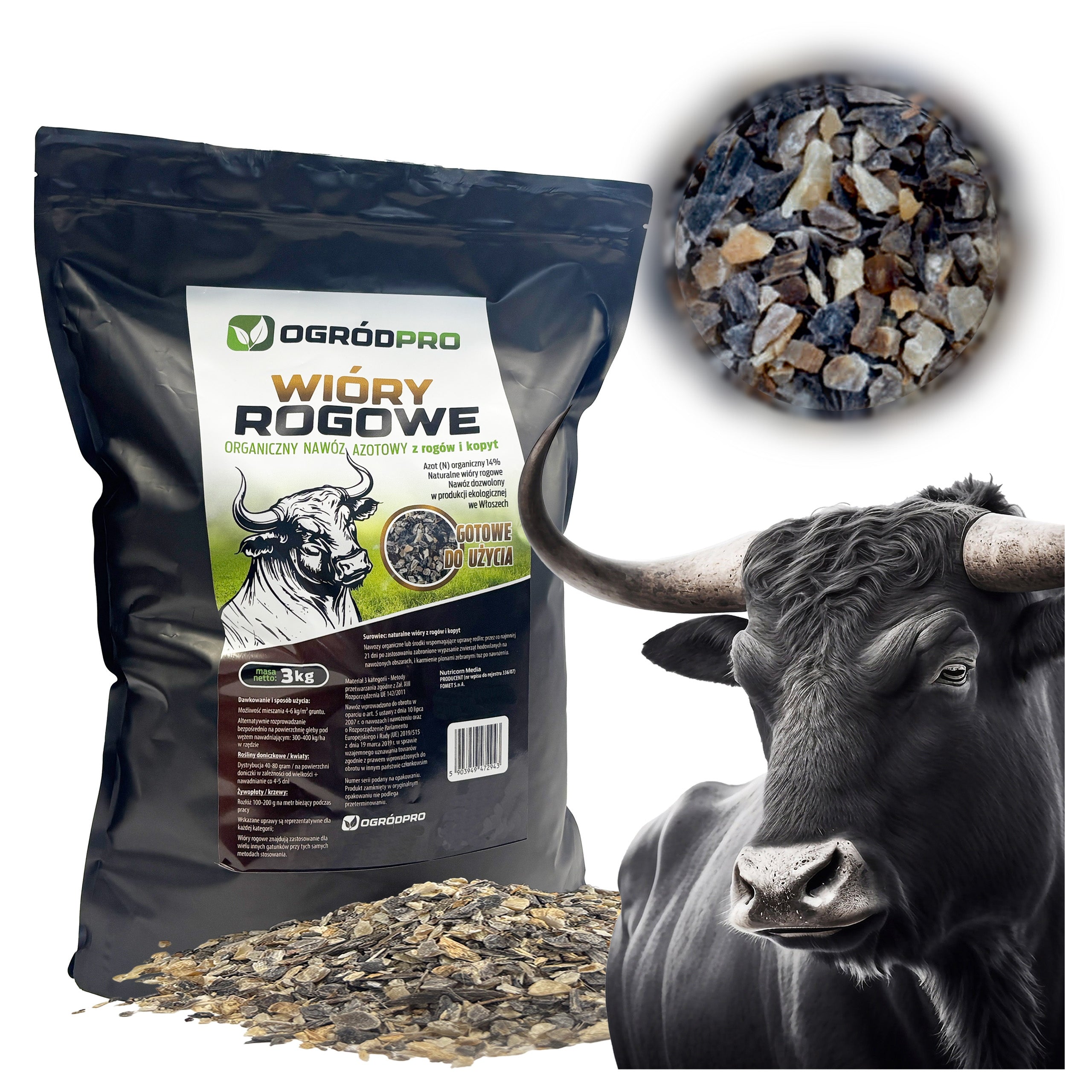 NITROGEN FERTILIZER ORGANIC HORN SHAVINGS WITH HOOVES NATURAL NITROGEN SPRING 3 KG