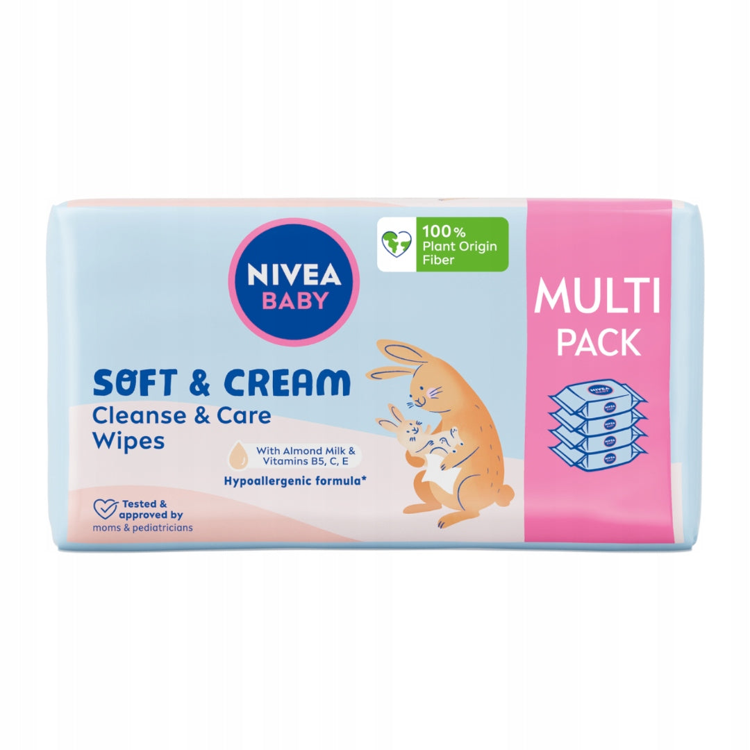 NIVEA BABY SOFT & CREAM Wet wipes for children 4 x 57 Packaging status original