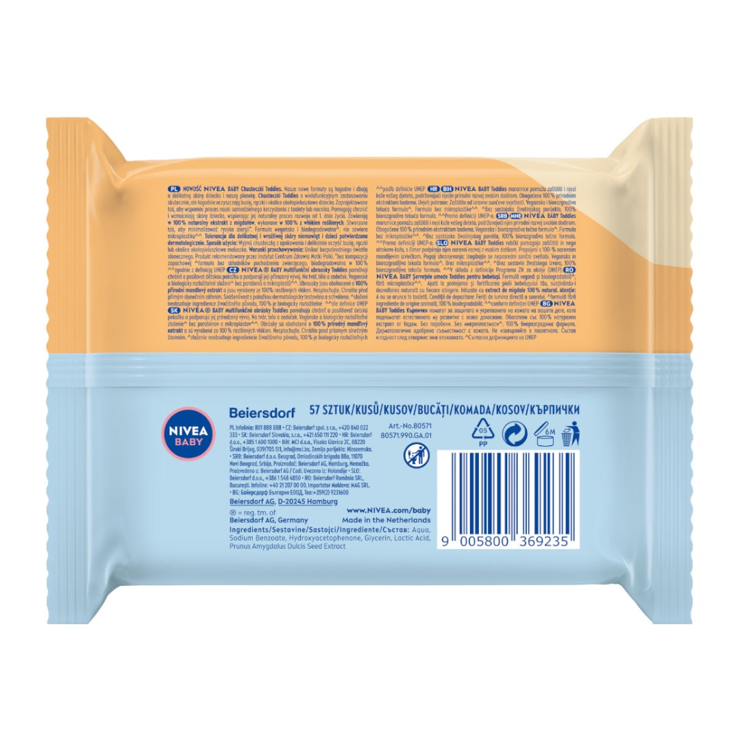 NIVEA Baby Toddies biodegradable wipes 57pcs Packaging status original