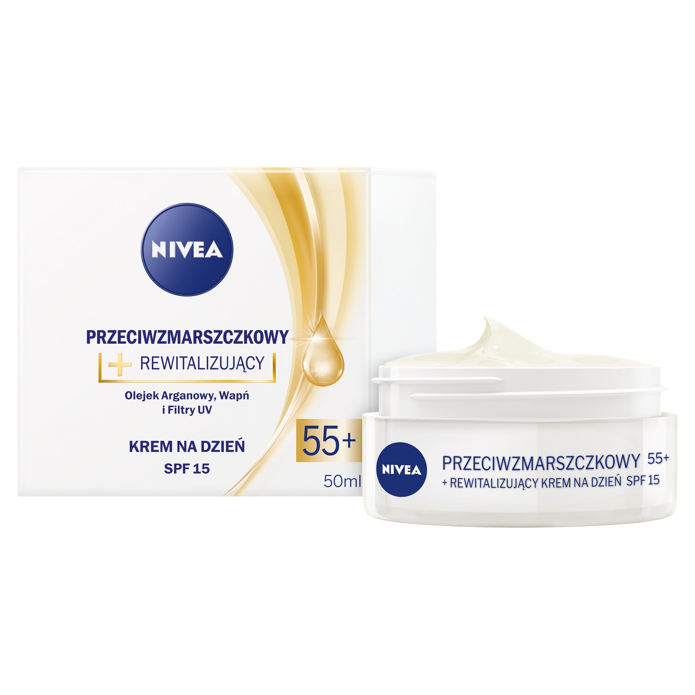 Tagescreme gegen Falten Nivea Anti-Falten + Revitalisierende Tagescreme SPF15 55+, 50 ml 