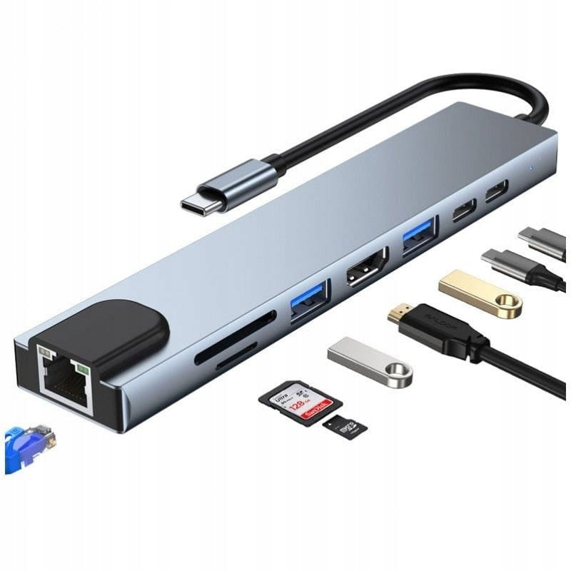NN ADAPTER 9in1 Hub Splitter USB SD TF HDMI RJ45