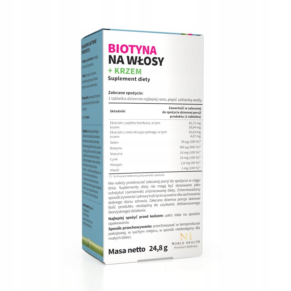 NOBLE HEALTH Biotin for hair Silicon Thick healthy hair 40 tablets Manufacturer code 5902596093914