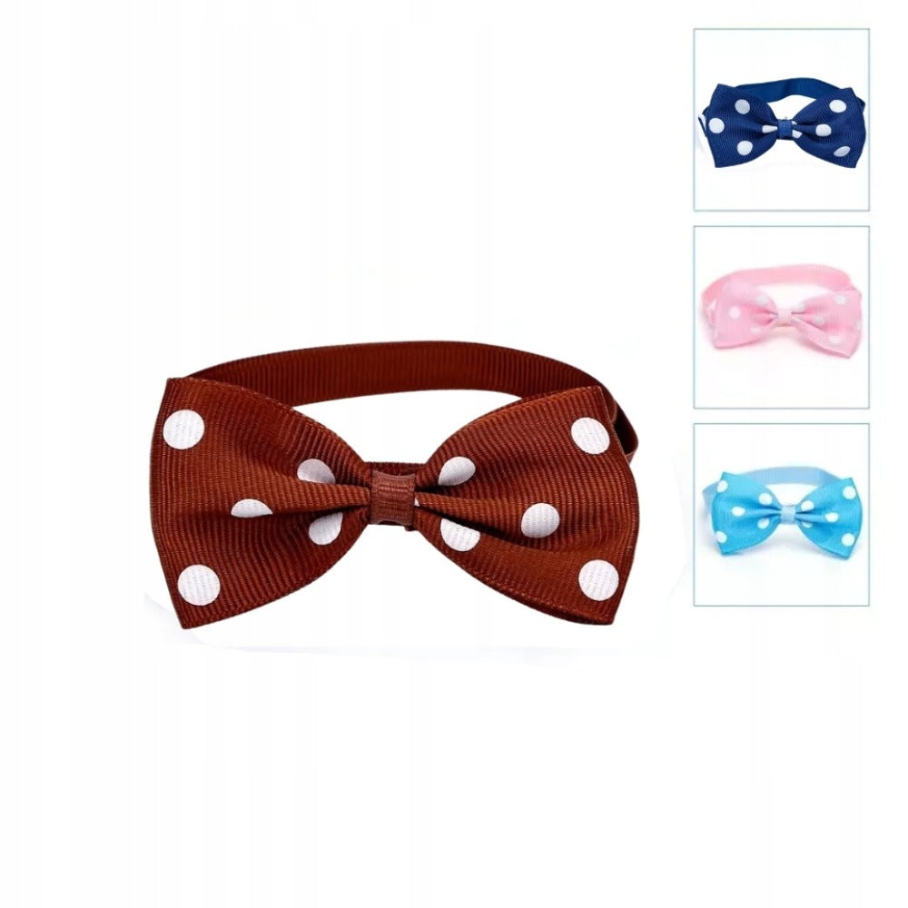 NOBLEZA DOG COLLAR DECORATIVE BOW TIE DOTTED BOW FOR DOGS 7.5cm