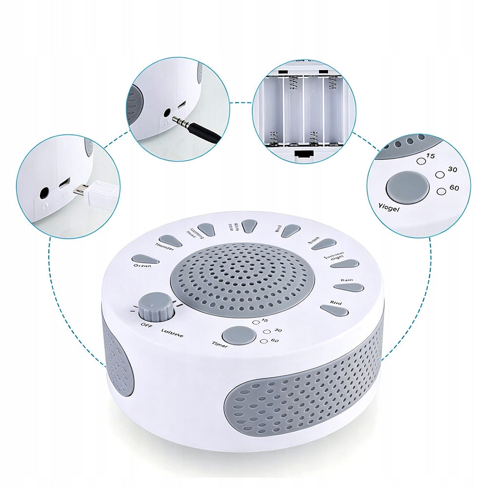 NOISE GENERATOR MECHANISM: WHITE NOISE MAKING MACHINE Power supply rechargeable battery