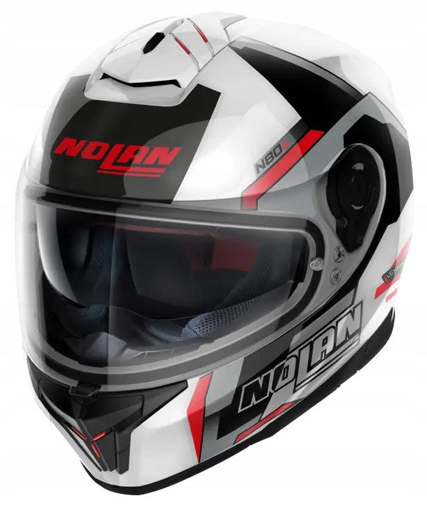 NOLAN INTEGRAL MOTORCYCLE HELMET N80-8 WANTED N-COM 74 BLACK GREY RED M Packaging status original