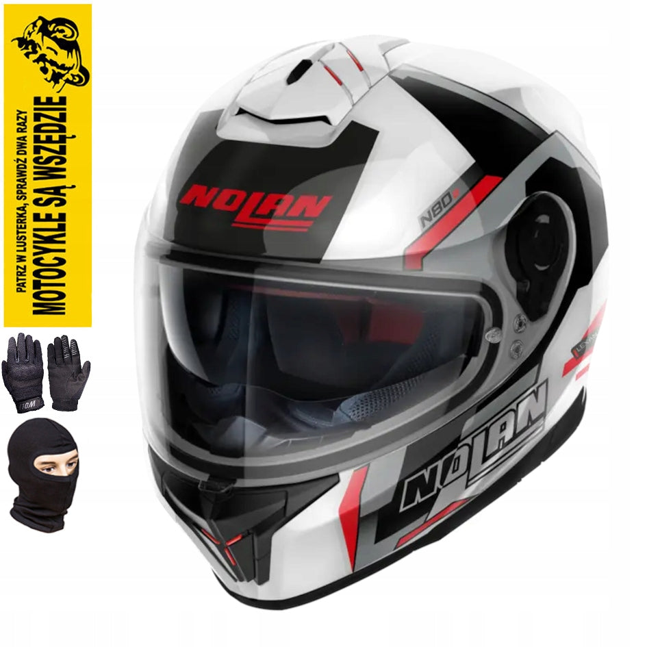 NOLAN INTEGRAL MOTORCYCLE HELMET N80-8 WANTED N-COM 74 BLACK GREY RED M