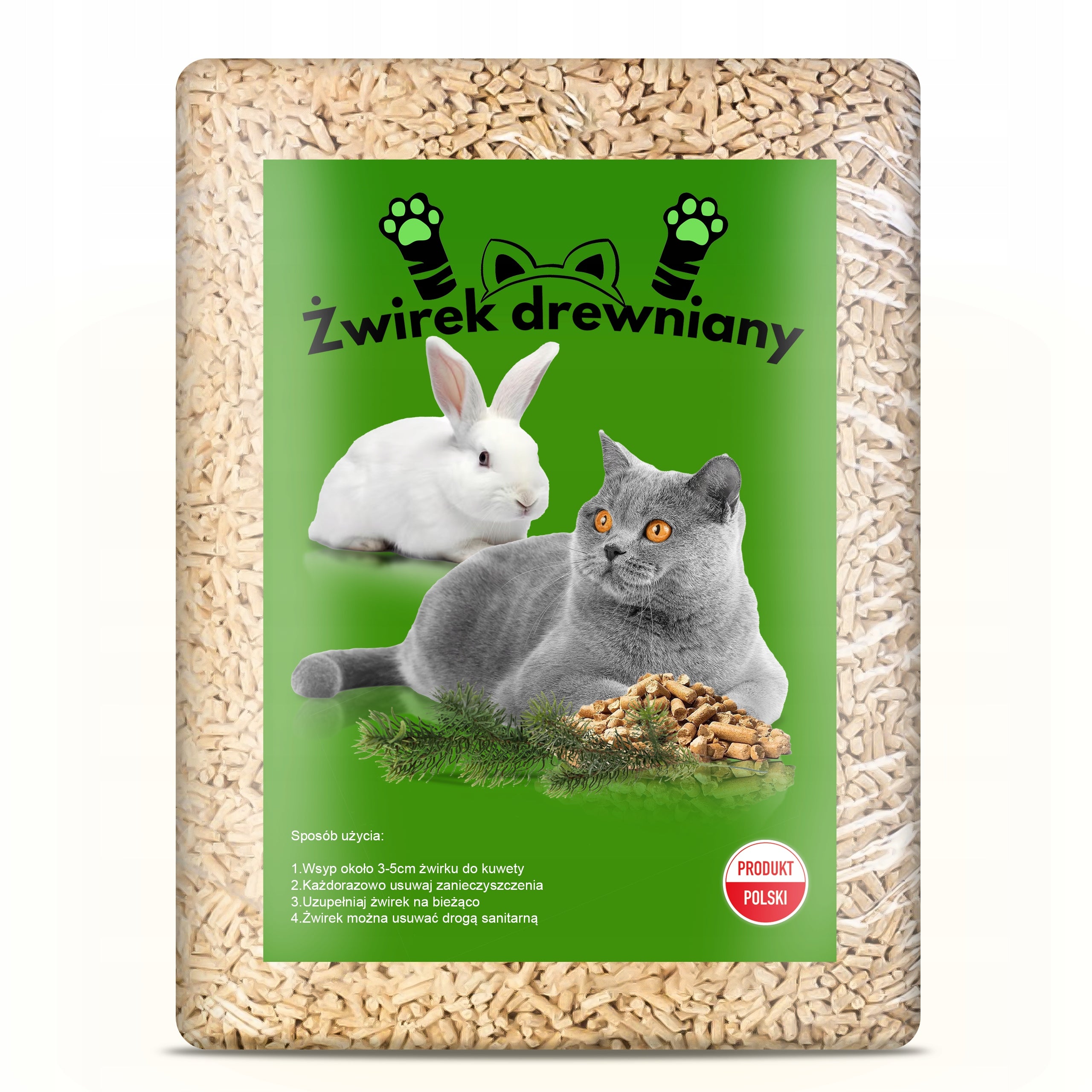 NON-CLUMPING WOOD LITTER FOR CATS, RABBITS, GUINEA PIGS - 15KG LIGHT PELLET Packaging status original