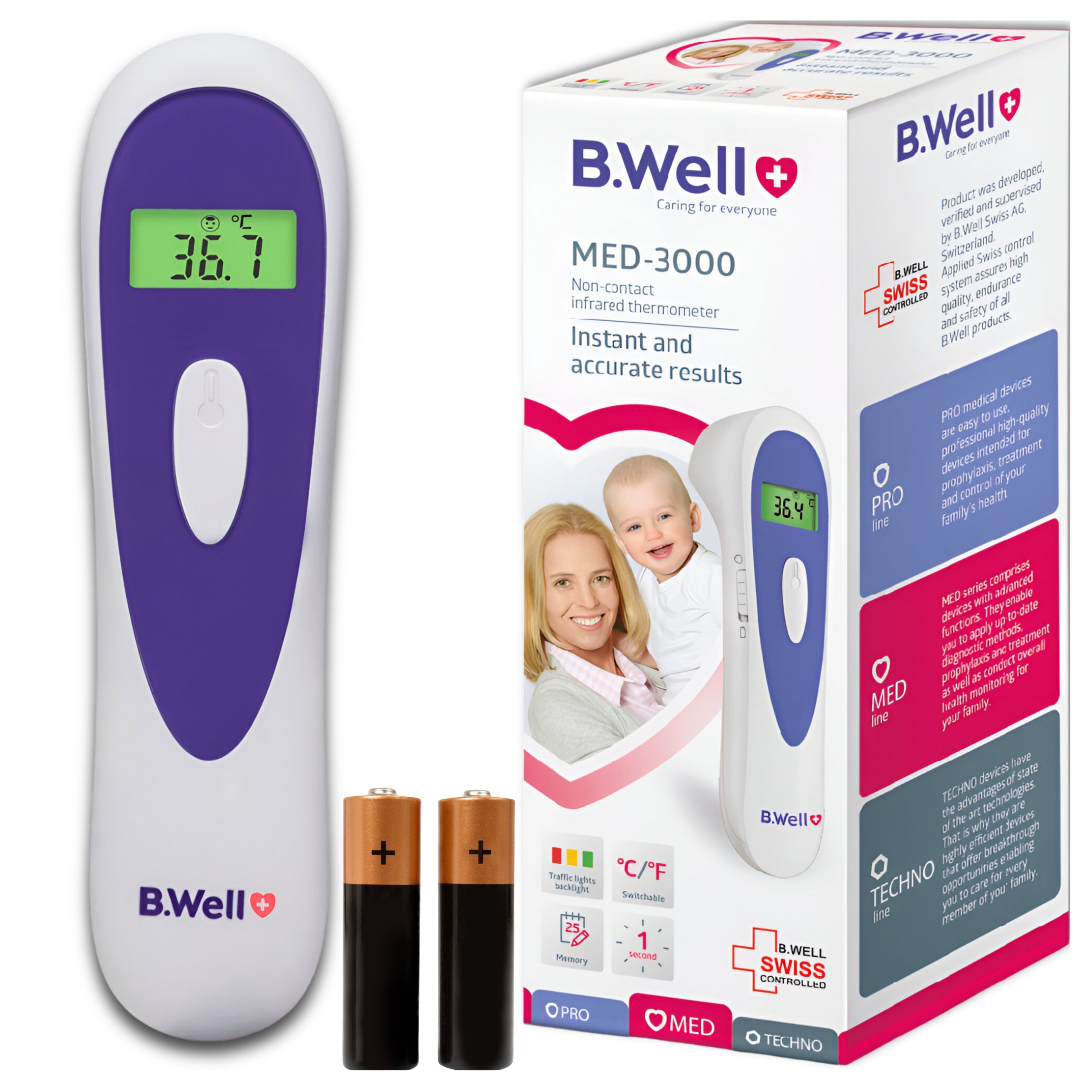 NON-CONTACT ELECTRONIC MEDICAL THERMOMETER B.WELL QUICK MEASUREMENT