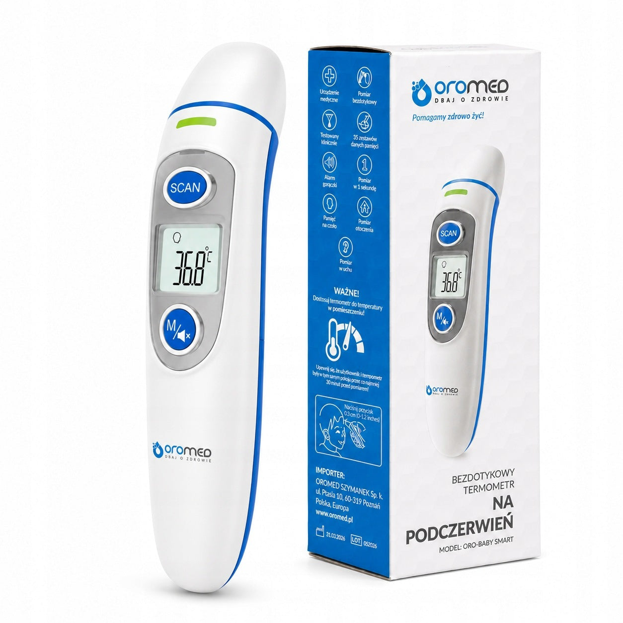 NON-CONTACT INFRARED ELECTRONIC THERMOMETER FOR BODY OROMED BABY SMART