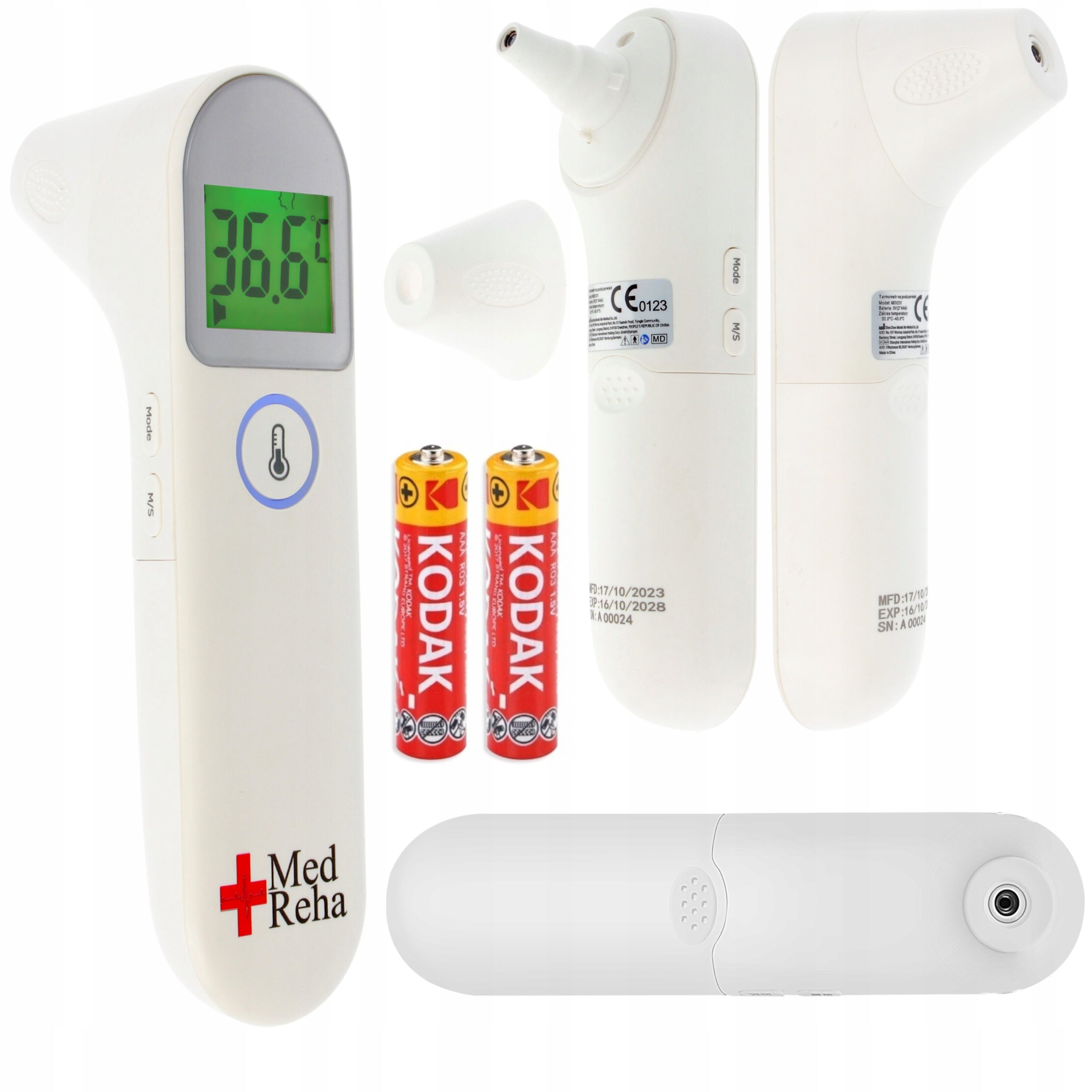 NON-CONTACT MEDICAL THERMOMETER ACCURATE ELECTRONIC LCD FOR FOREHEAD AND EAR Manufacturer code MDI231