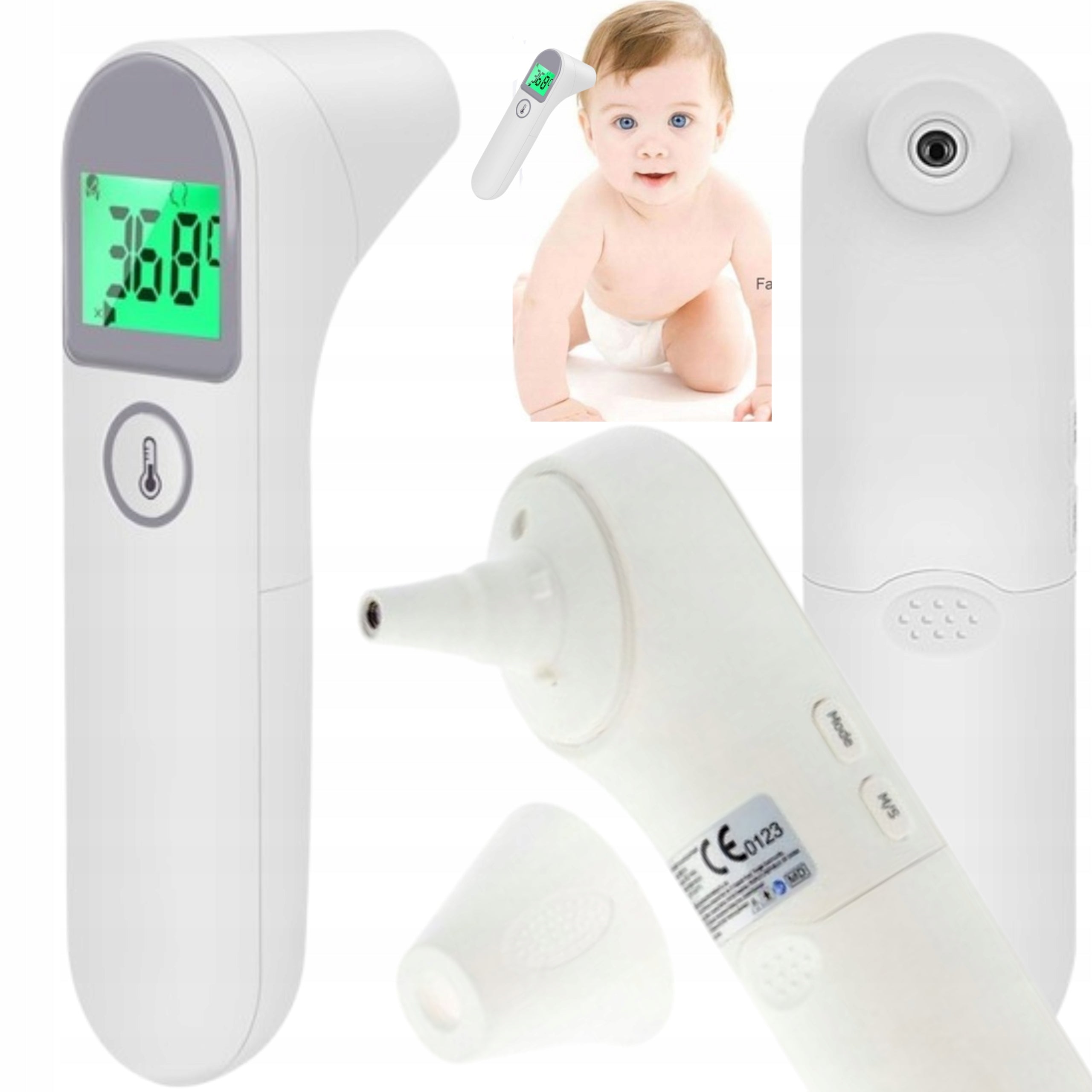 NON-CONTACT MEDICAL THERMOMETER ACCURATE ELECTRONIC LCD FOR FOREHEAD AND EAR