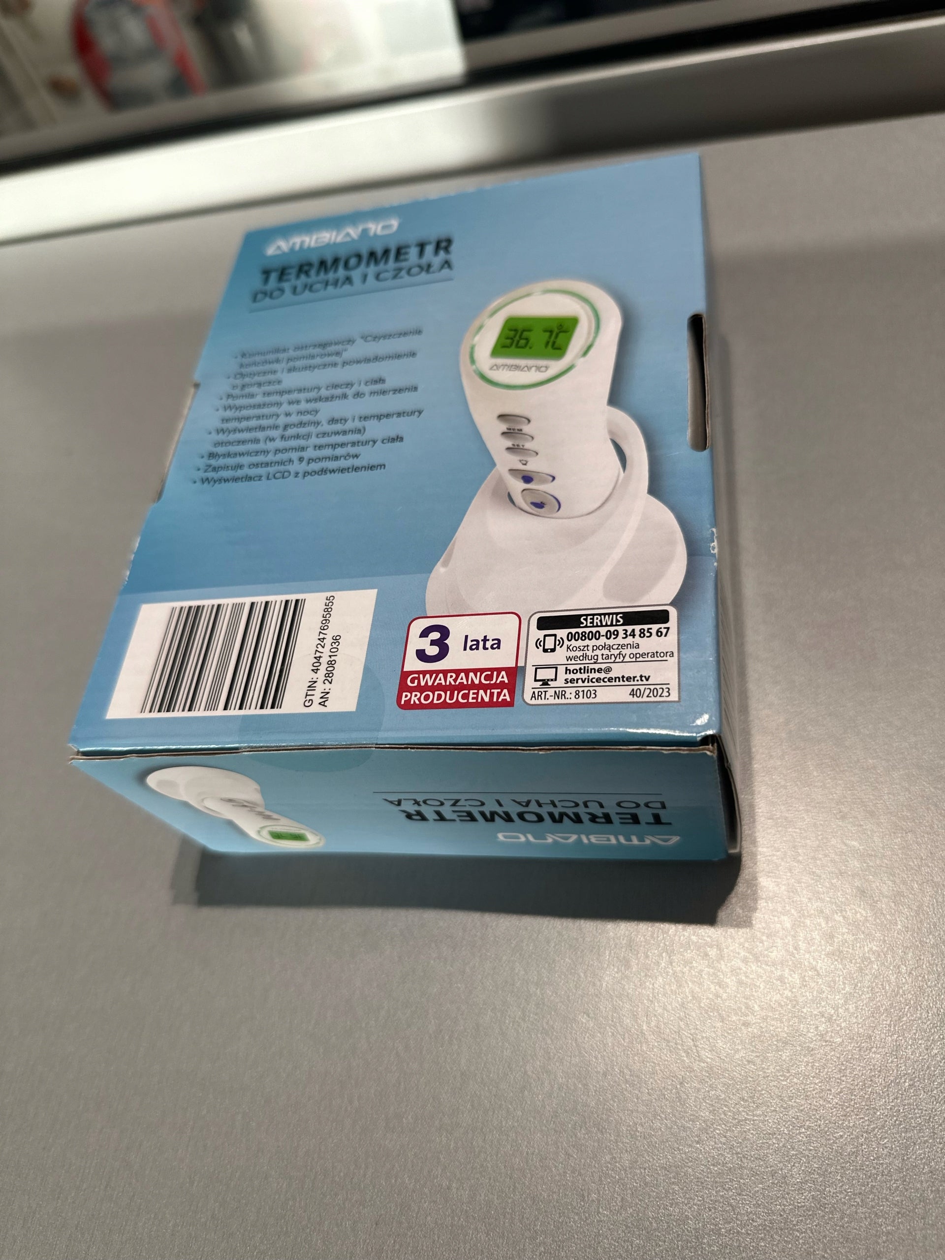 NON-CONTACT THERMOMETER FOR EAR AND FOREHEAD AMBIANO EAN (GTIN) 4047247695855