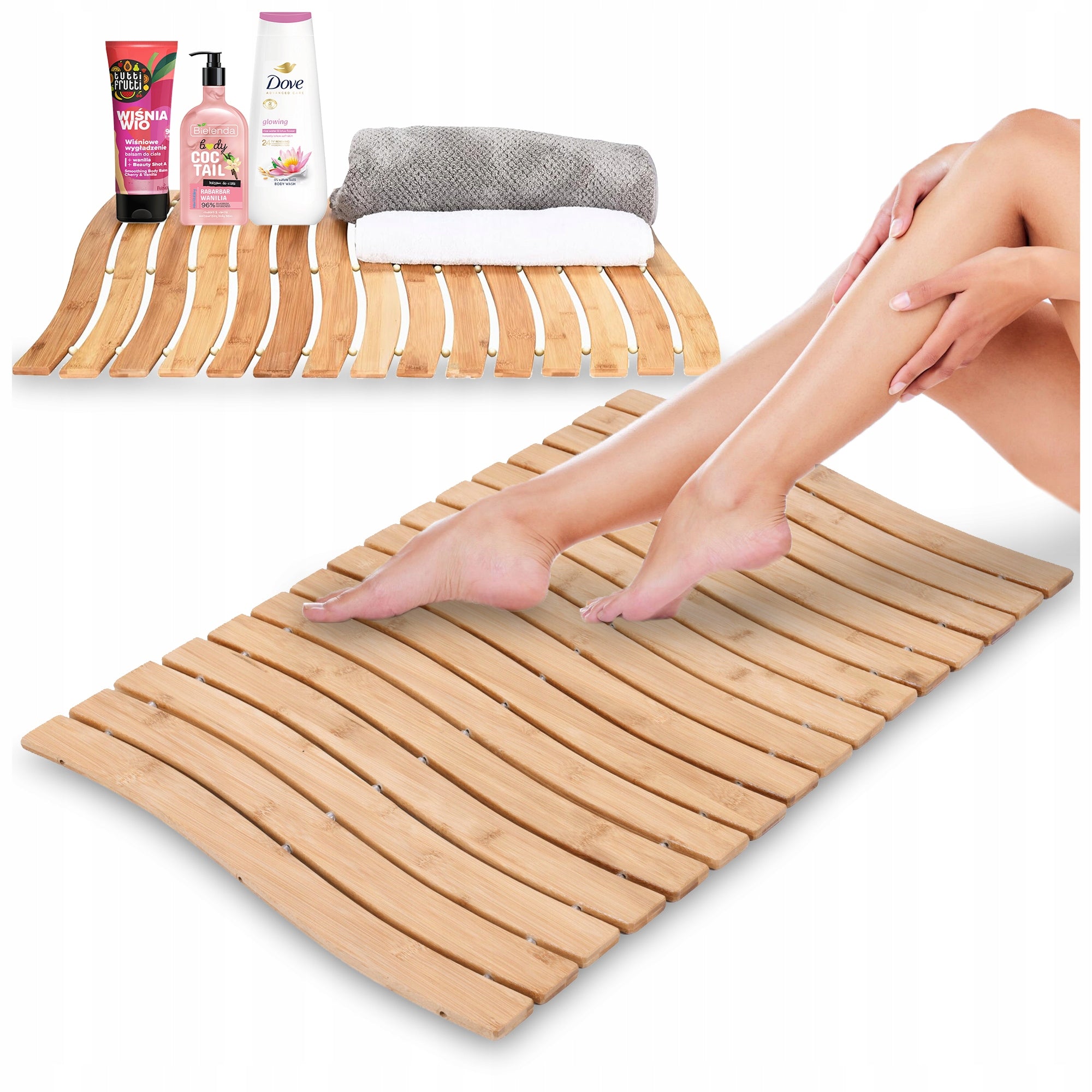 NON-SLIP BAMBOO MAT FOR BATHROOM 50x70 cm