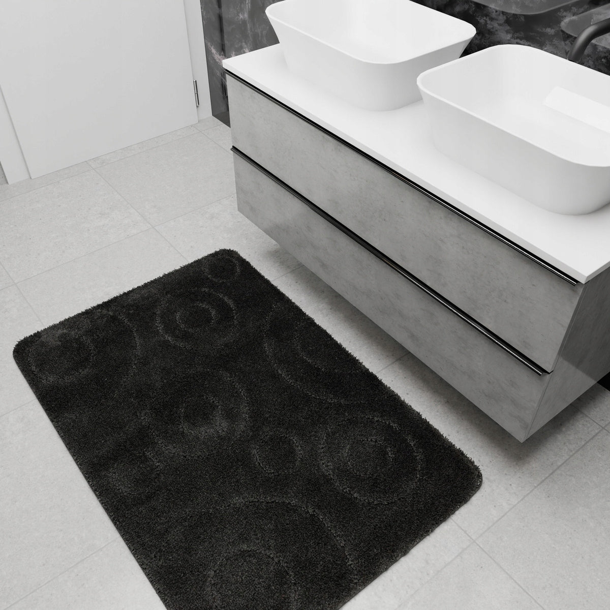NON-SLIP BATHROOM RUG FOR TOILET BLACK MAT GALAXY 80x150 cm Product width 80 cm