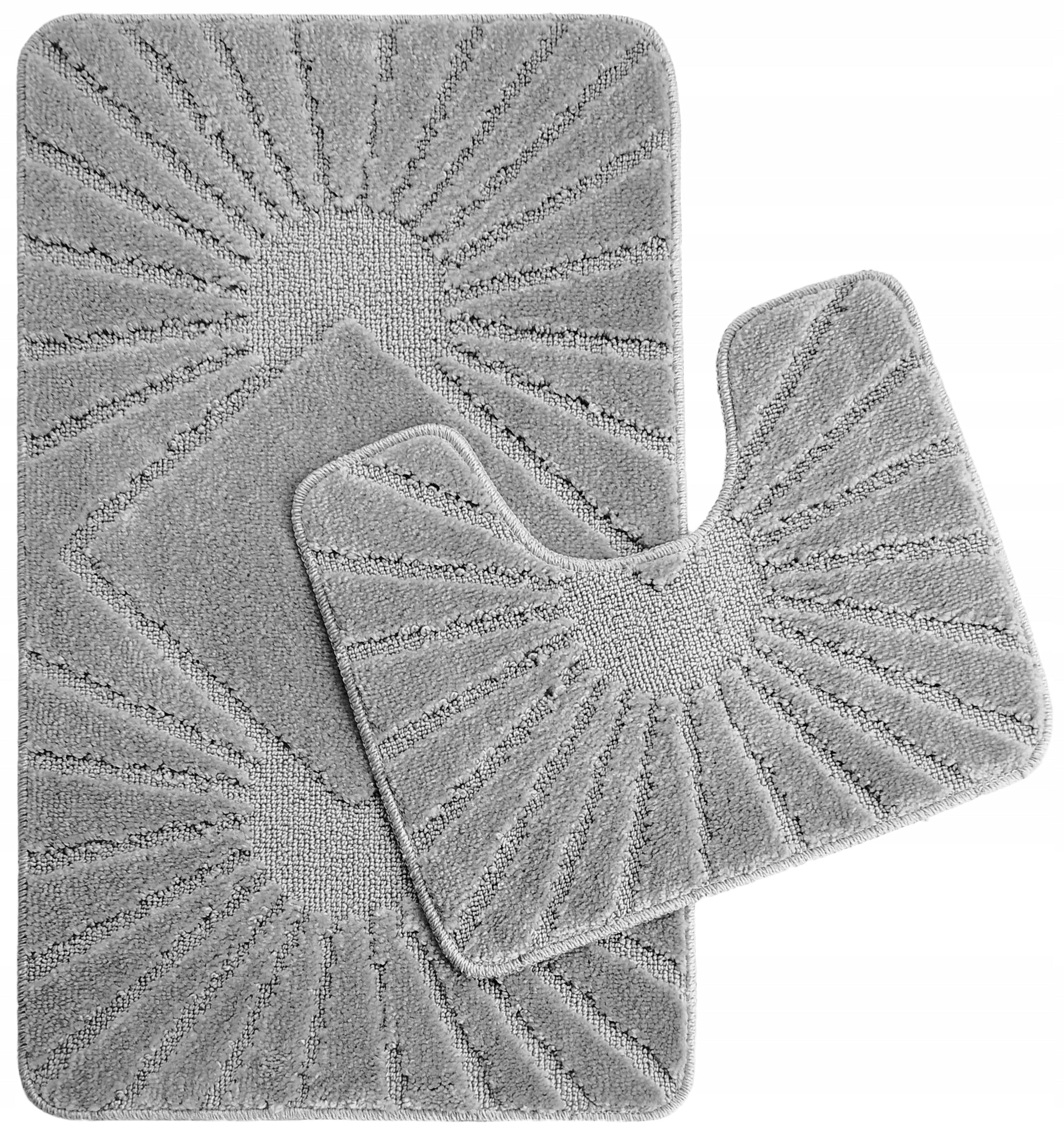 NON-SLIP BATHROOM RUGS FOR WASHING PLUSH GREY TOILET CUTOUT