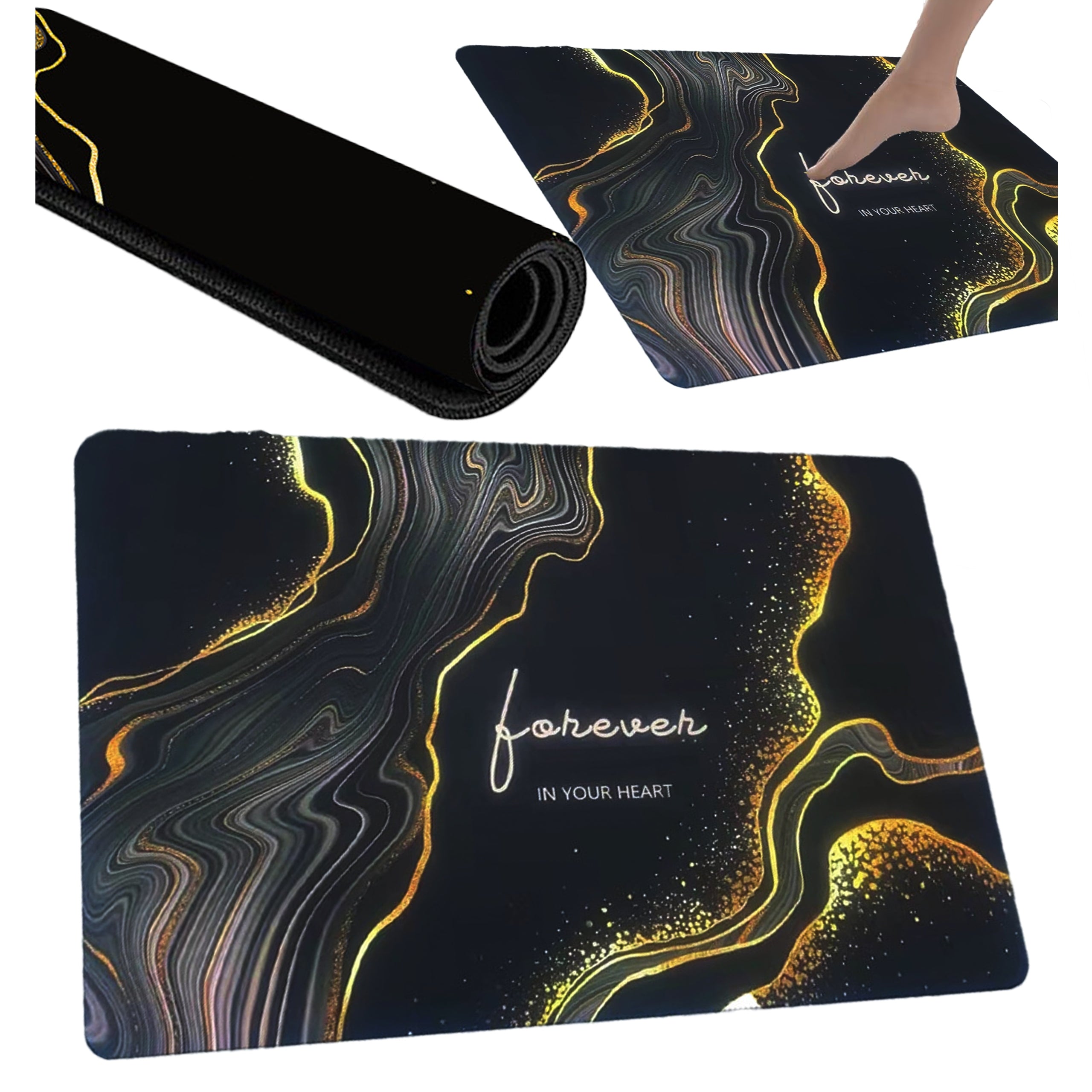 NON-SLIP BATHROOM WALKWAY FOR BATHROOM RUG BLACK MAT BLACK