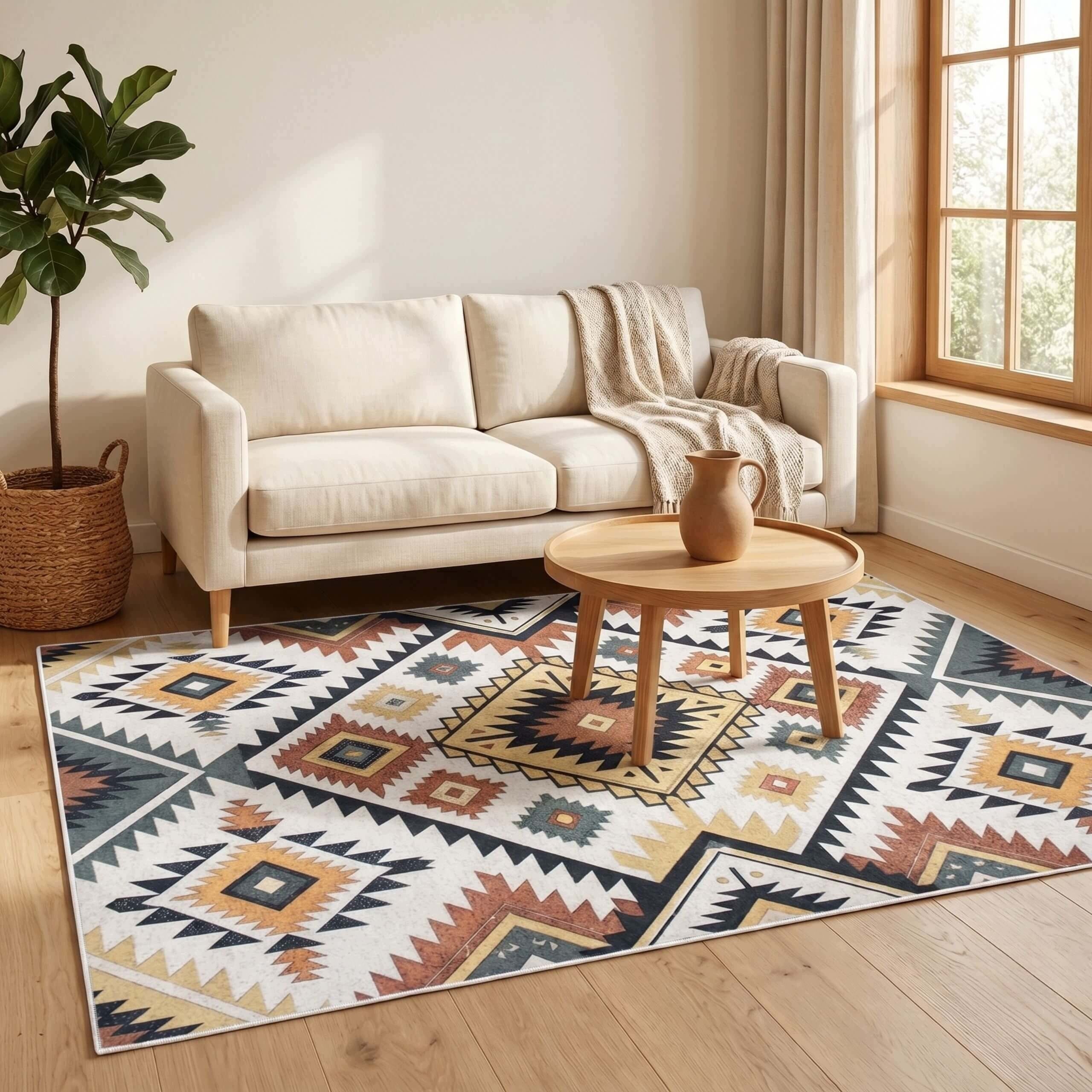 NON-SLIP CARPET FOR LIVING ROOM SOFT FOR WASHING COLORFUL 100X150 CM Brand Eureka Home