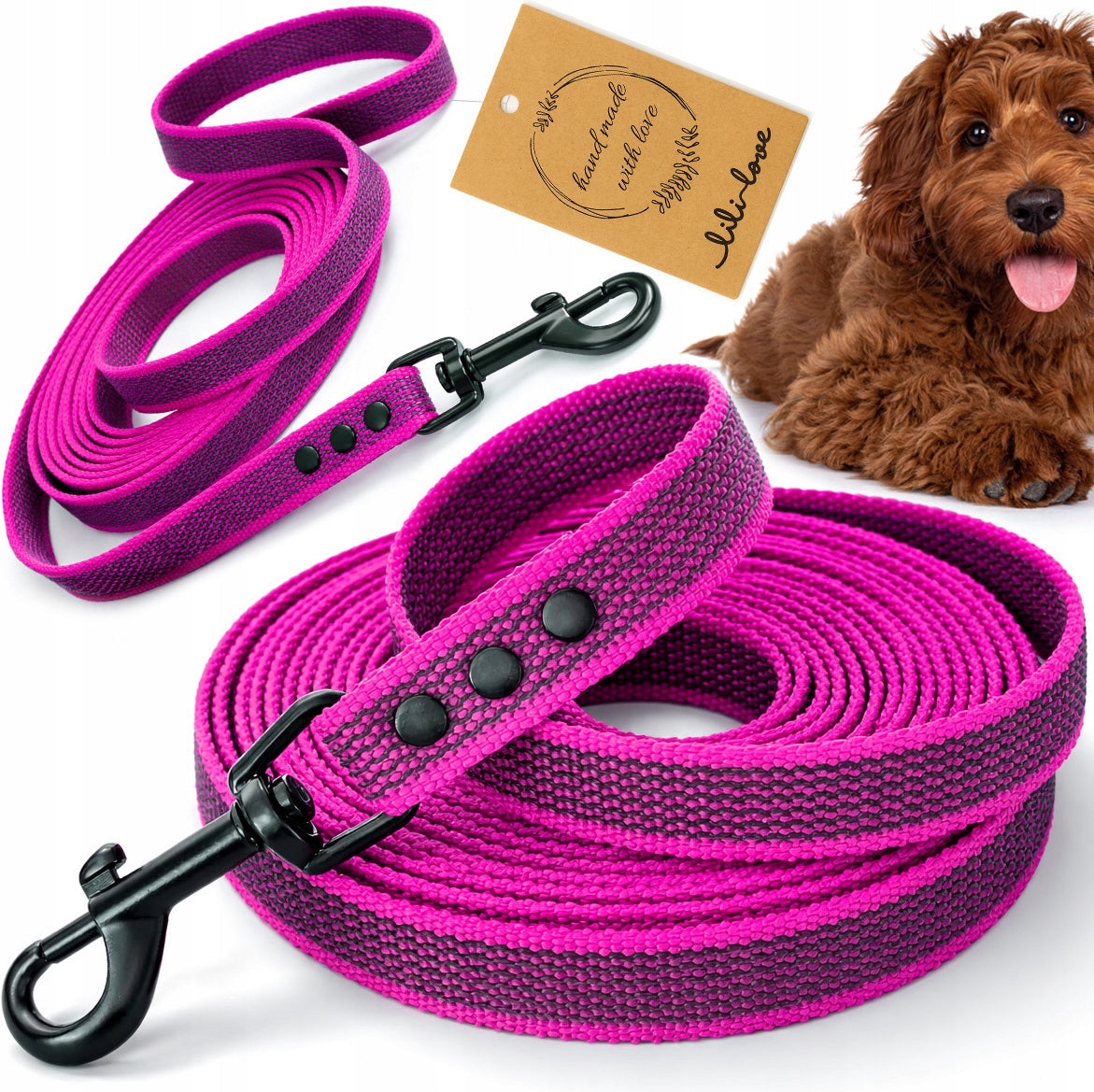 NON-SLIP DOG LEASH FOR TRAINING CORD RUBBERIZED WEBBING 2m