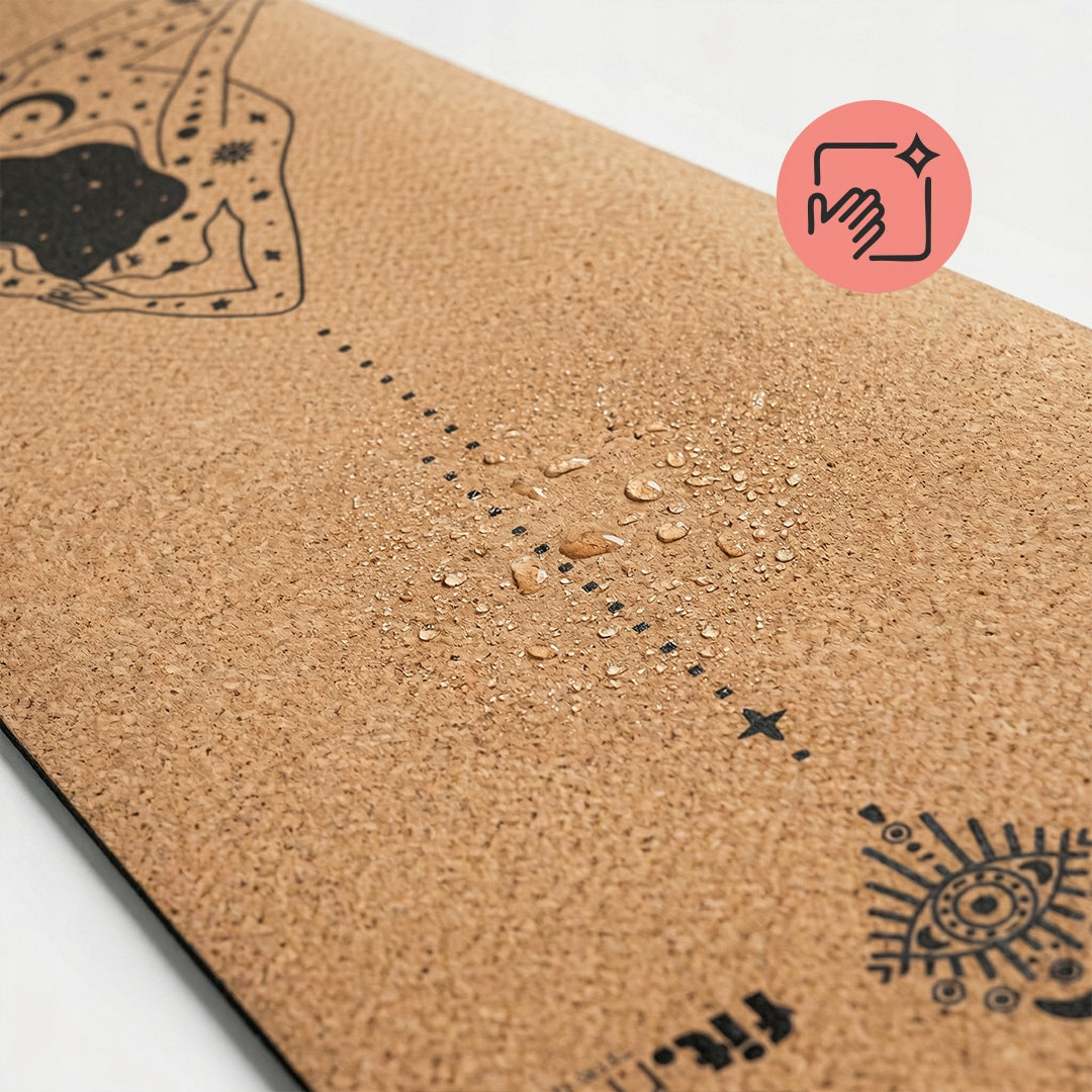 NON-SLIP YOGA MAT WITH PATTERN FOR EXERCISE CORK COMFORTABLE TPE Packaging status original