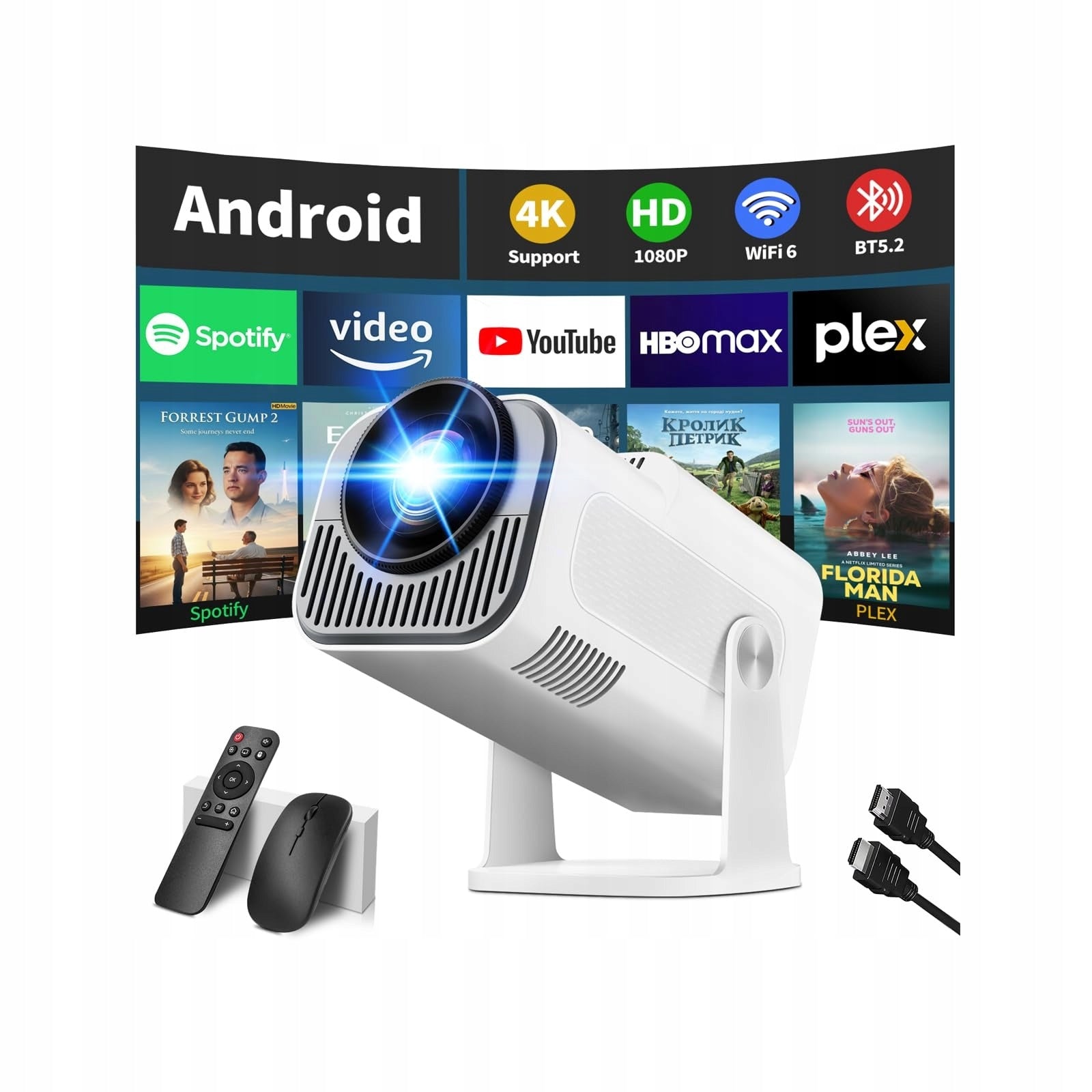 NONETE NT30 WiFi 6 Bluetooth 5.2 Android Full HD 4K Multimedia Projector Packaging status original